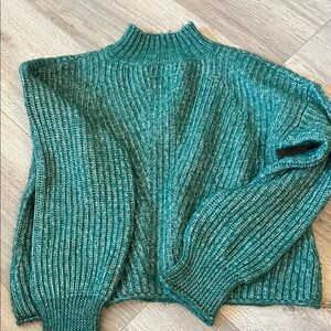 Green Ribbed Women's Sweater